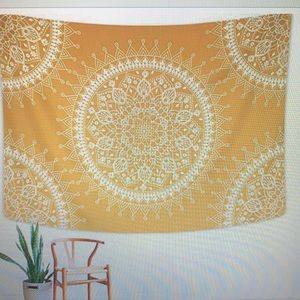 gold bohemian mandala tapestry wall hanging